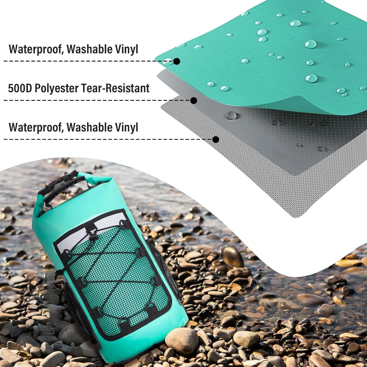 25L مقاوم للماء على ظهره السباحة الشاطئ حقيبة جافة في الهواء الطلق الرياضات المائية تجمع القوارب لفة أعلى أكياس التجديف حقيبة يد حقيبة التخييم