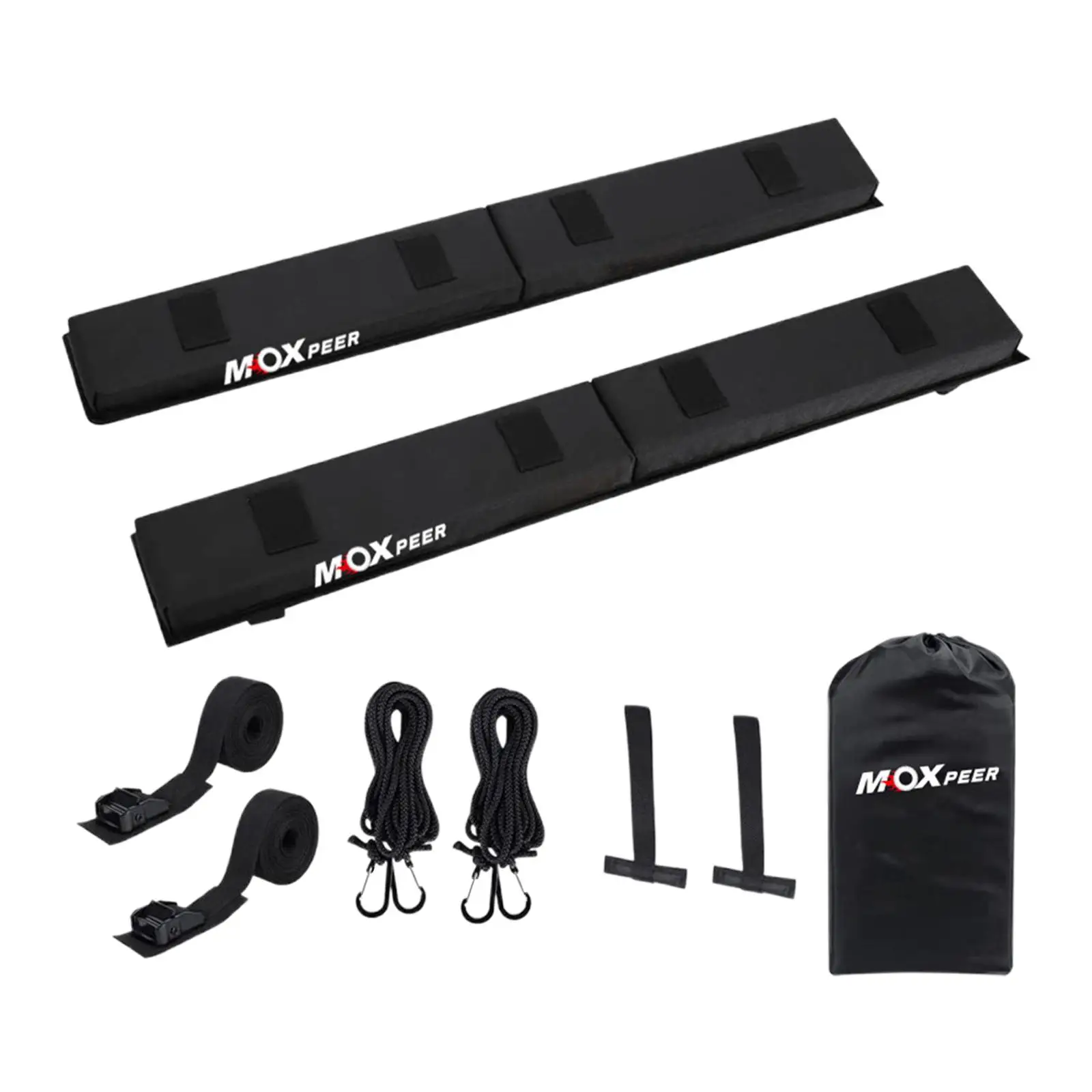 Car Soft Roof Rack Pads Set with Tie Down Straps and Ropes for Canoe