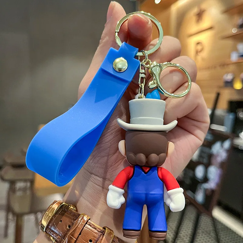 Classic Game Super Mario Brothers Keychain Pendant Cartoon Figurine Doll Male and Female Car Key Chain Charm Gift for Children