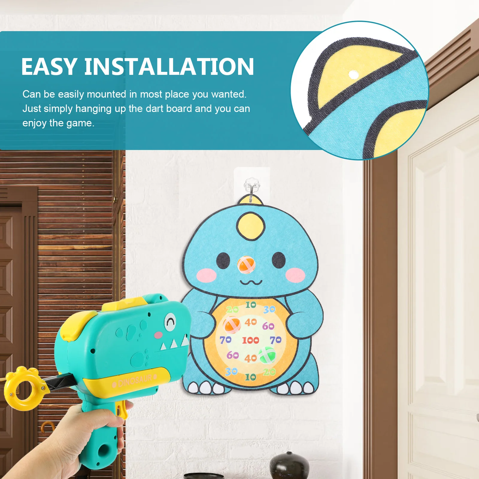 

1 Set Kids Sticky Ball Board Dinosaur Shape Fabric Dart Board Safe Multipurpose Children Eye Hand Coordination Exercise Game