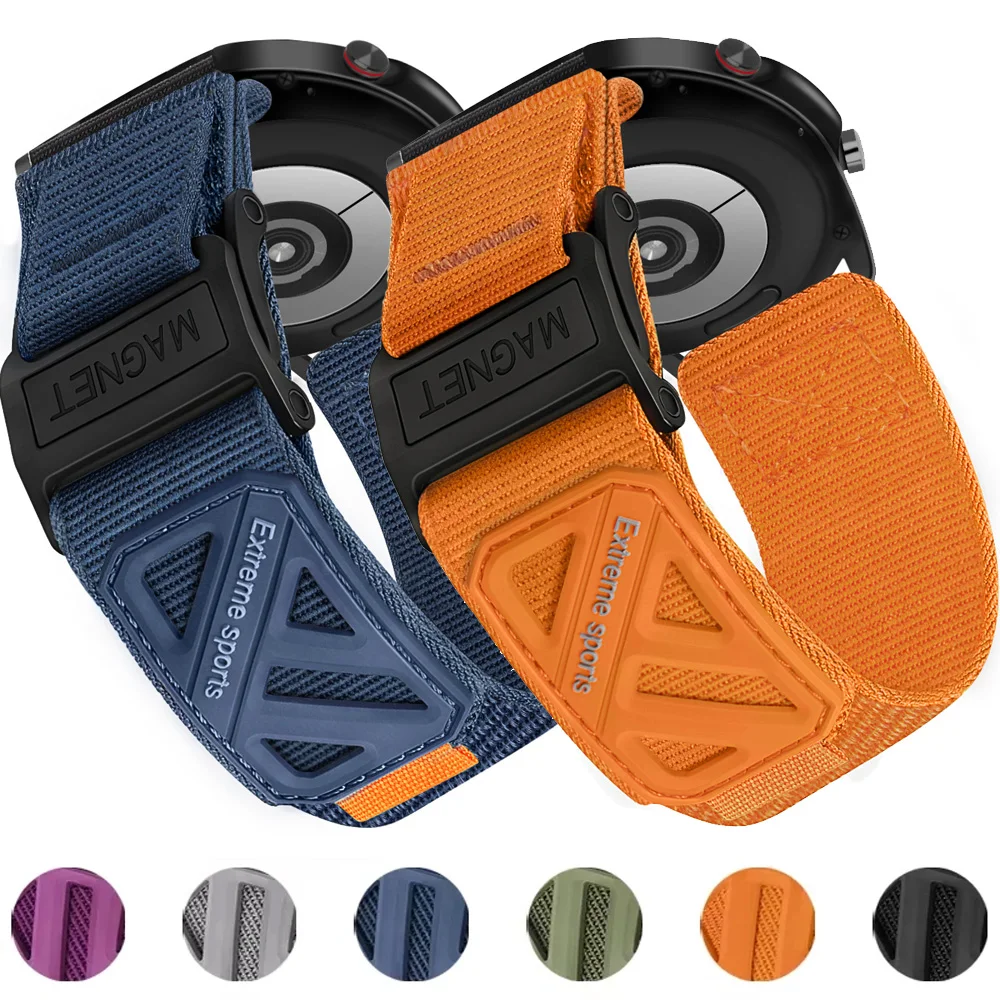 

22mm 20mm Nylon Braided Strap for Samsung Galaxy Watch 7 6 5 4 40/44mm 6Classic Magnetic Buckle Strap for Huawei Watch GT6 5Pro