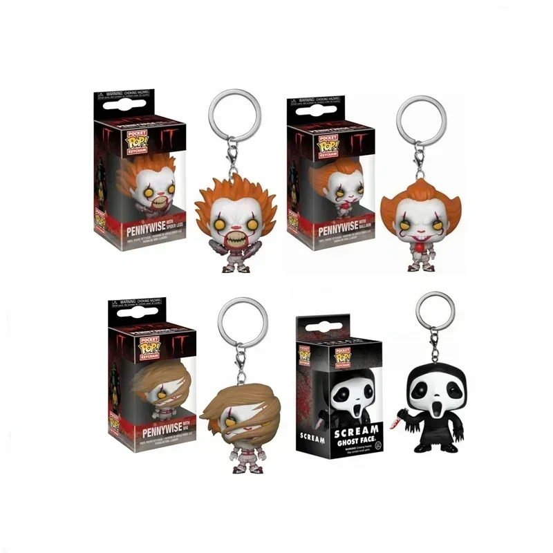 FUNKO POP Pennywise Scream Face Chucky Pocket Pop llavero acción figuras de vinilo colección modelo Juguetes