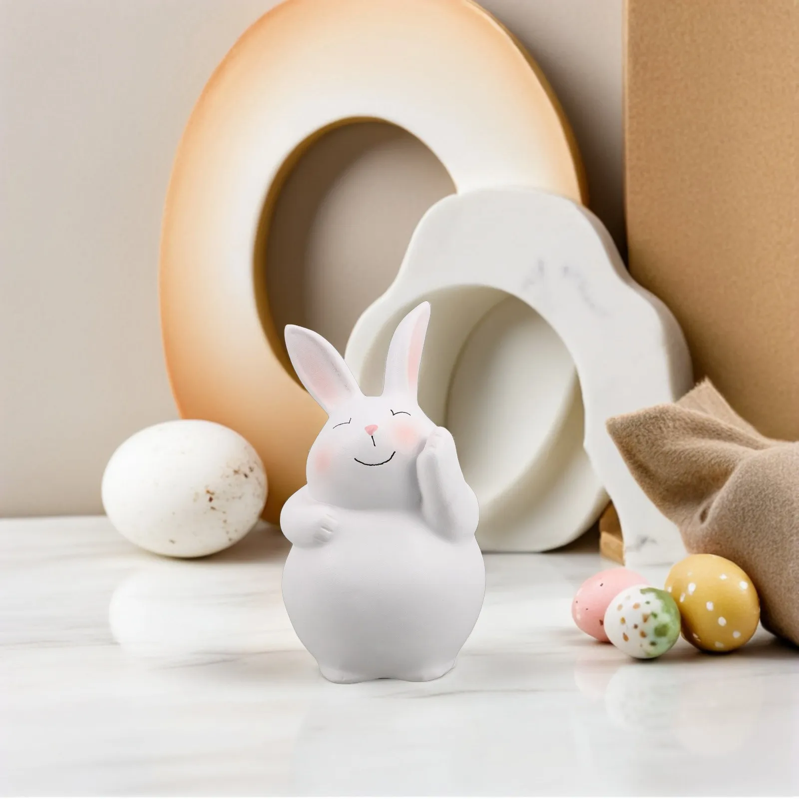 Meticulously Crafted Resin Bunny Statues Easter Spring Rabbit Home Decor Farmhouse Rustic Garden Living Room Tabletop Desktop