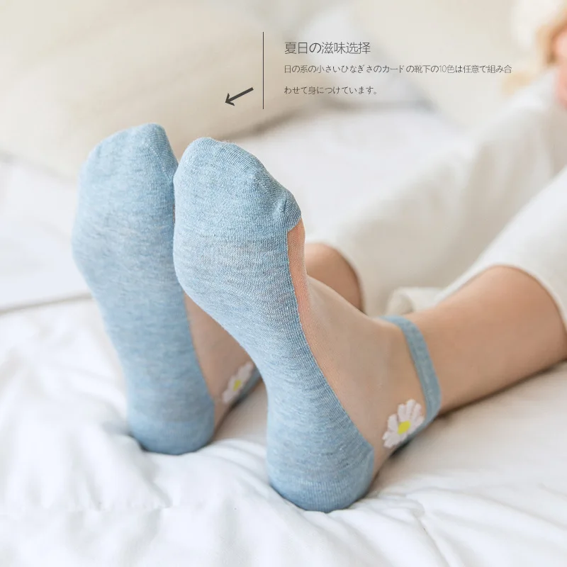 InjSocks-Chaussettes en dentelle ultrafines pour femmes, fibre de verre transparente, mode détruire AndrFlower, style Harajuku mignon, nouveau, été,