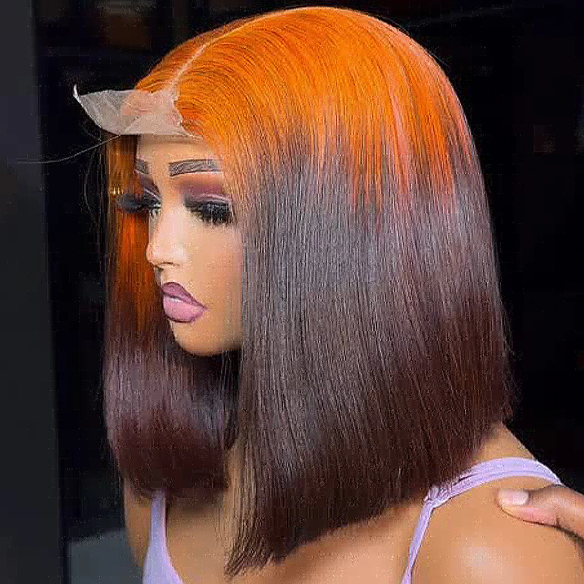 Glueless 350 Ginger Color Bob Straight Wig Human Hair 13x4 13x6 HD Lace Frontal Wig 4x4 HD Transparent Lace Wig PrePluck 14 Inch