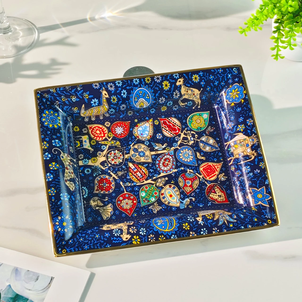 Glaze H Series T Aschenbecher Glaze Deep Hand Painted Cloud Pattern Elegant Deep Groove Hold Zigarette Study Display Charmant