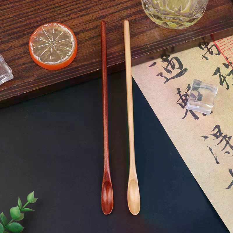 Japanese Long Handle Wooden Spoon for Cooking Stirring Honey Sugar Tea Coffee Small Dessert Drink Household Kitchenware