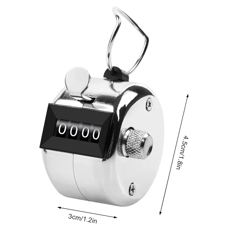 Hand Counter Four-Digit Counter with Hanging Rope Silver Counter Digital CountingOutdoorsport Fitness Parent-child entertainment
