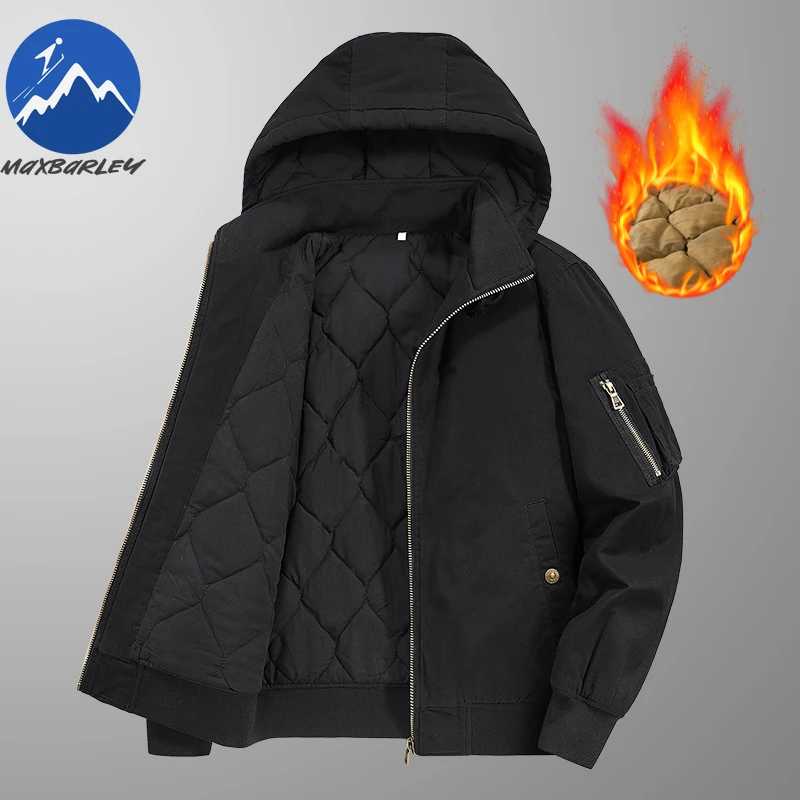 

Vintage Cotton Coat Mens Thickened Outdoor Camping Warm Quilted Jacket Comfort Casual Sport Lightweight Winter Hooded Coats