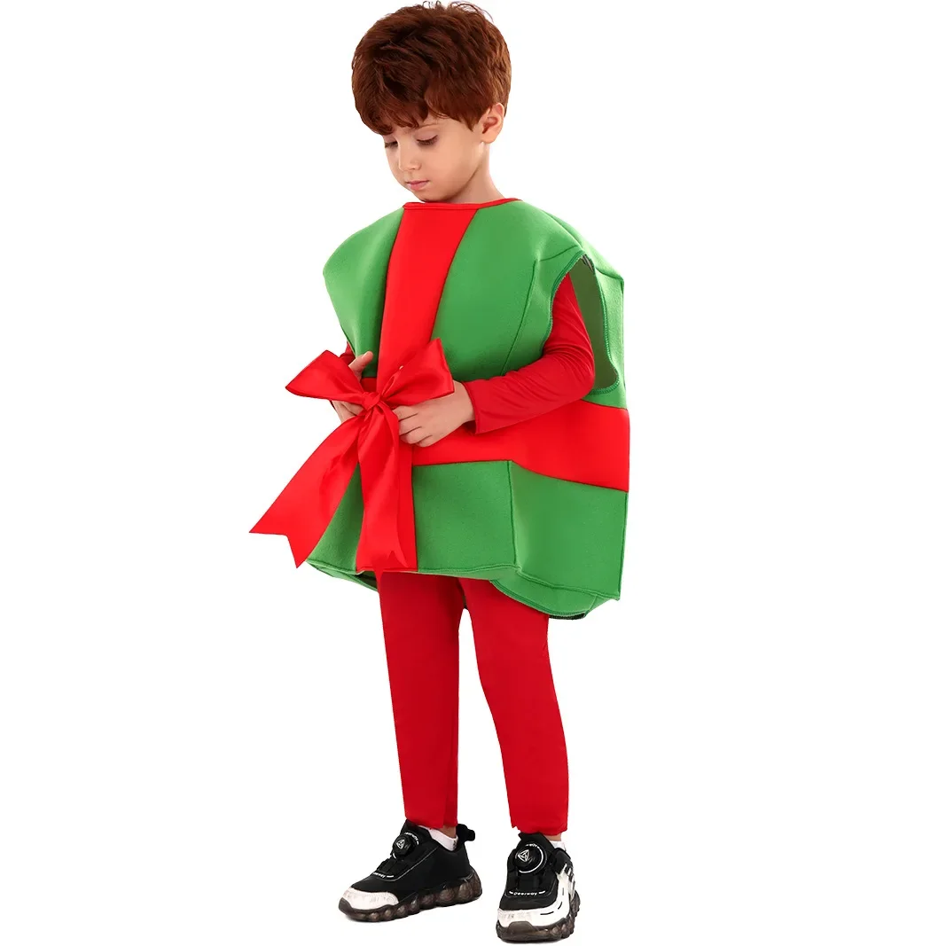 

Christmas Costume Cosplay Gift Box Funny Cute Props Holiday Theme Party Role Playing Stage Performance Outfit Boys Girl