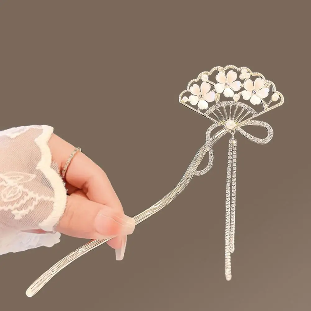 Fashionable Hair Accessory Stylish Hair Accessories Fan-shaped Flower Hairpin with Tassel Ancient Style Shake Premium Feeling