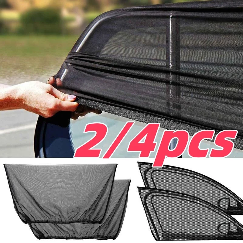 2/4PCS Car Sunshade Anti-mosquito Car Window Mesh Screen Window Sunscreen Privacy Car Sunshade Block Mesh Screen 2/4PCS