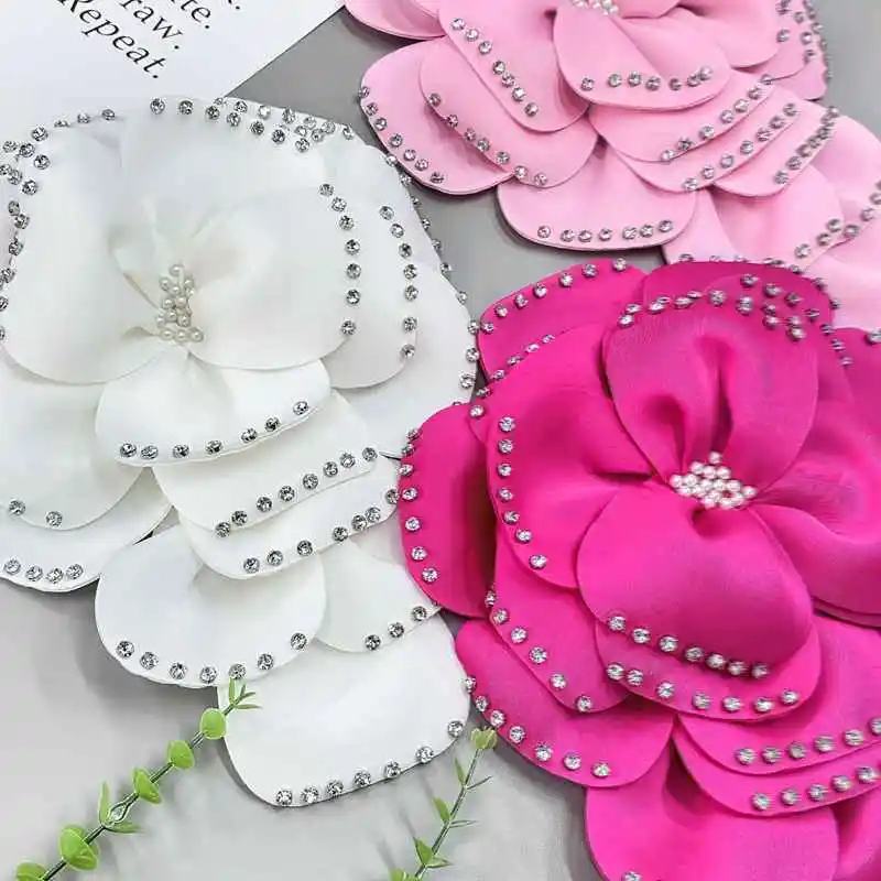 Multi layer Three-Dimensional nail bead fabric Large flower DIY Clothes, Dresses, Hair accessories, chest flower accessories