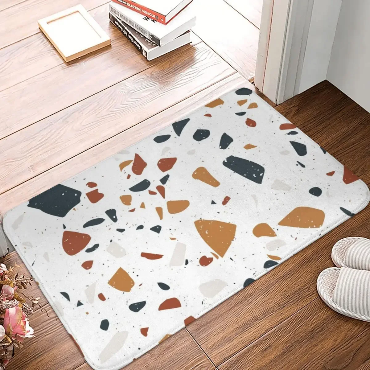 Terrazzo Stone Pattern Doormat Rug Carpet Mat Footpad Polyester Non-slip Absorbent Mat Entrance Kitchen Bedroom Balcony Toilet