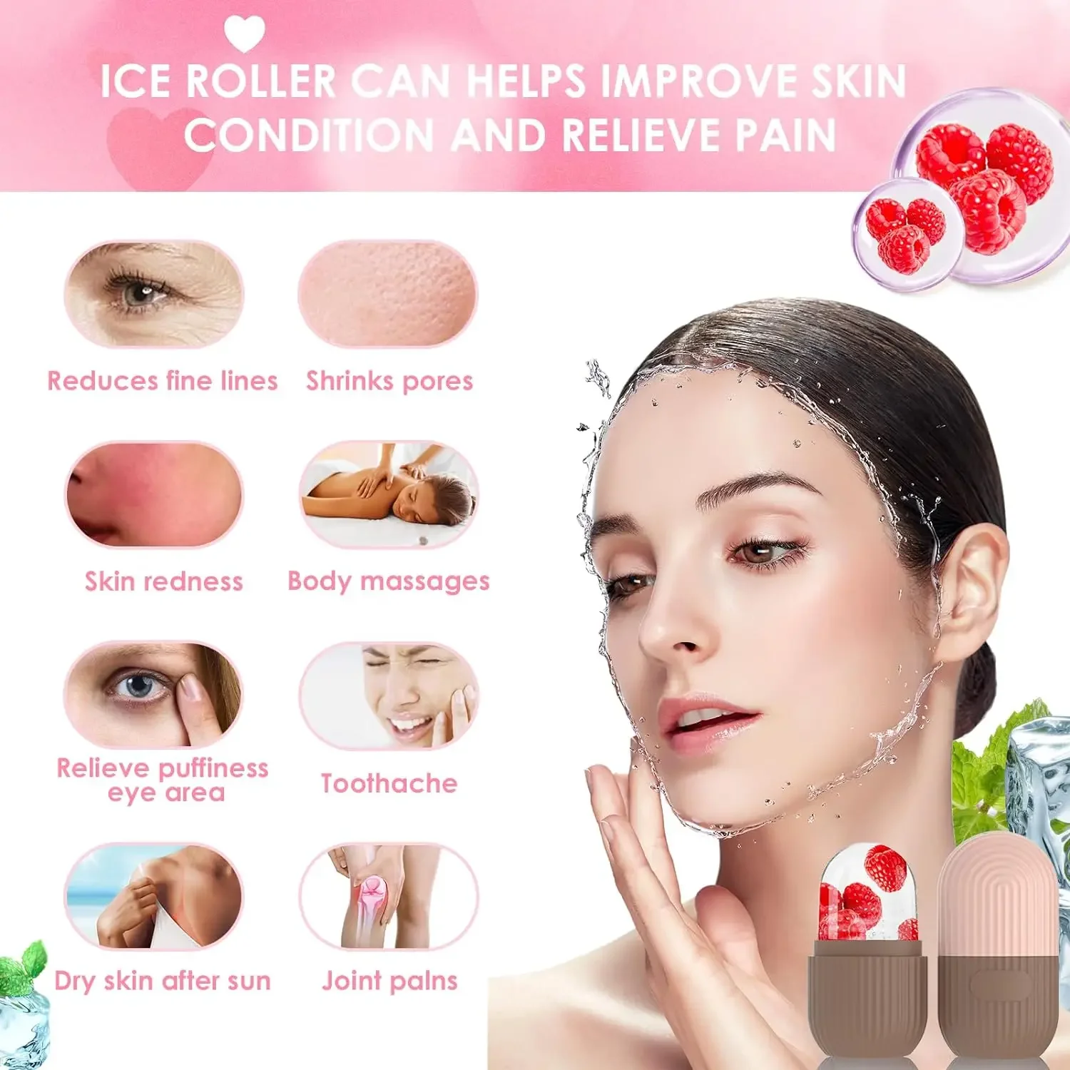 Silicone Cube Tray Shape Face Facial Ice Roller Massage Face Massage Roller Frozen Facial Reusable Ice Face Roller Skincare Tool