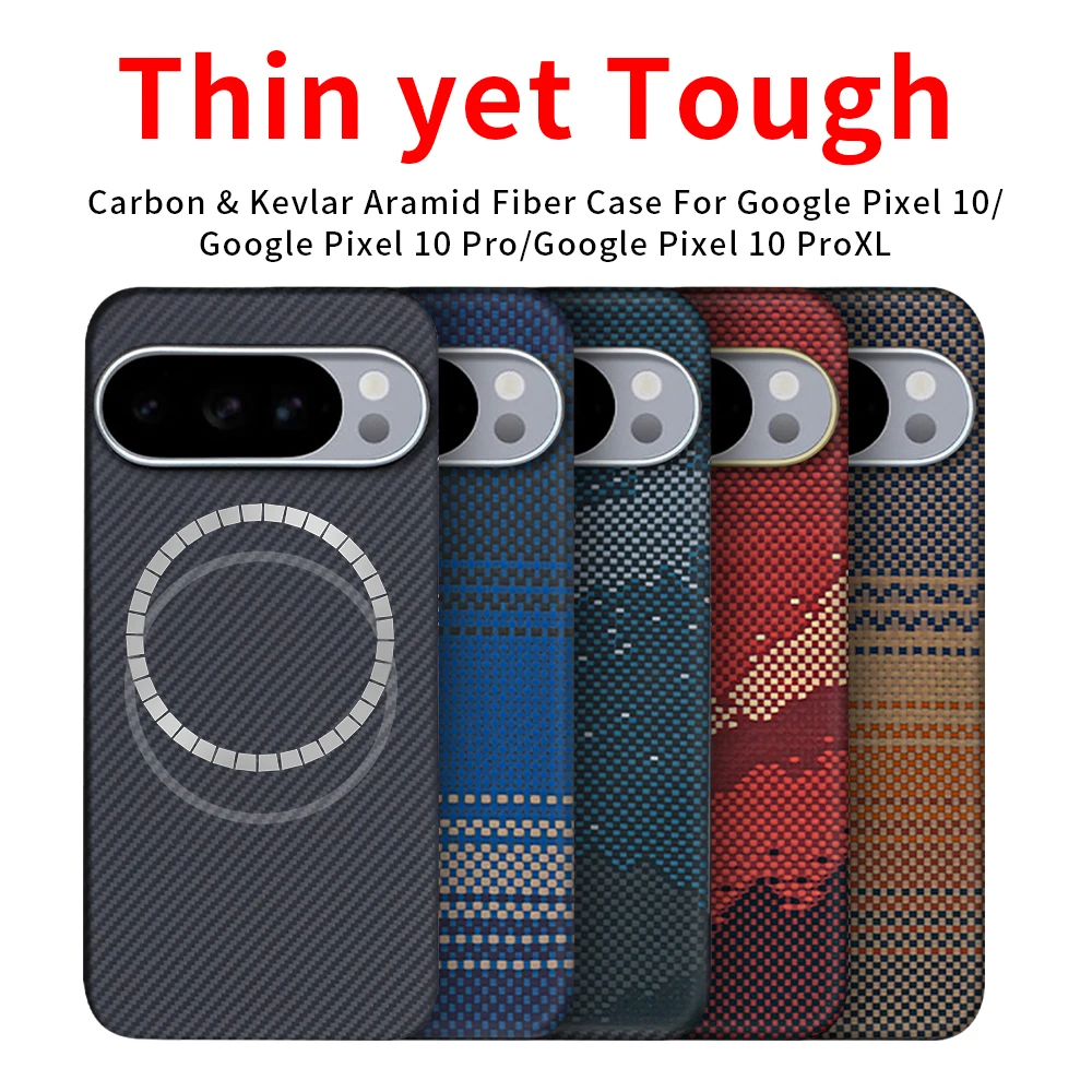 

Carbon fiber aramid magnetic case for google pixel 10 pro xl/google pixel 10 pro/google pixel 10 Kevlar thin Lightweight Cover