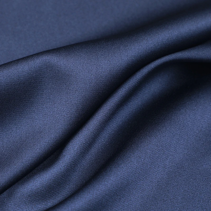 138CM Wide 22MM Solid Color Silk Fabric for Summer Dress Pants Cheongsam,Noble Blue Silk Satin Fabric,Soft Silk Fabric R170