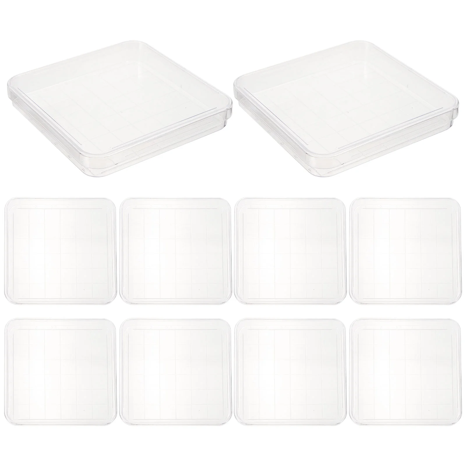 10 Pcs Square Petri Dish Clear Dishes for School Transparent Grid Laboratory with Lids Plastic