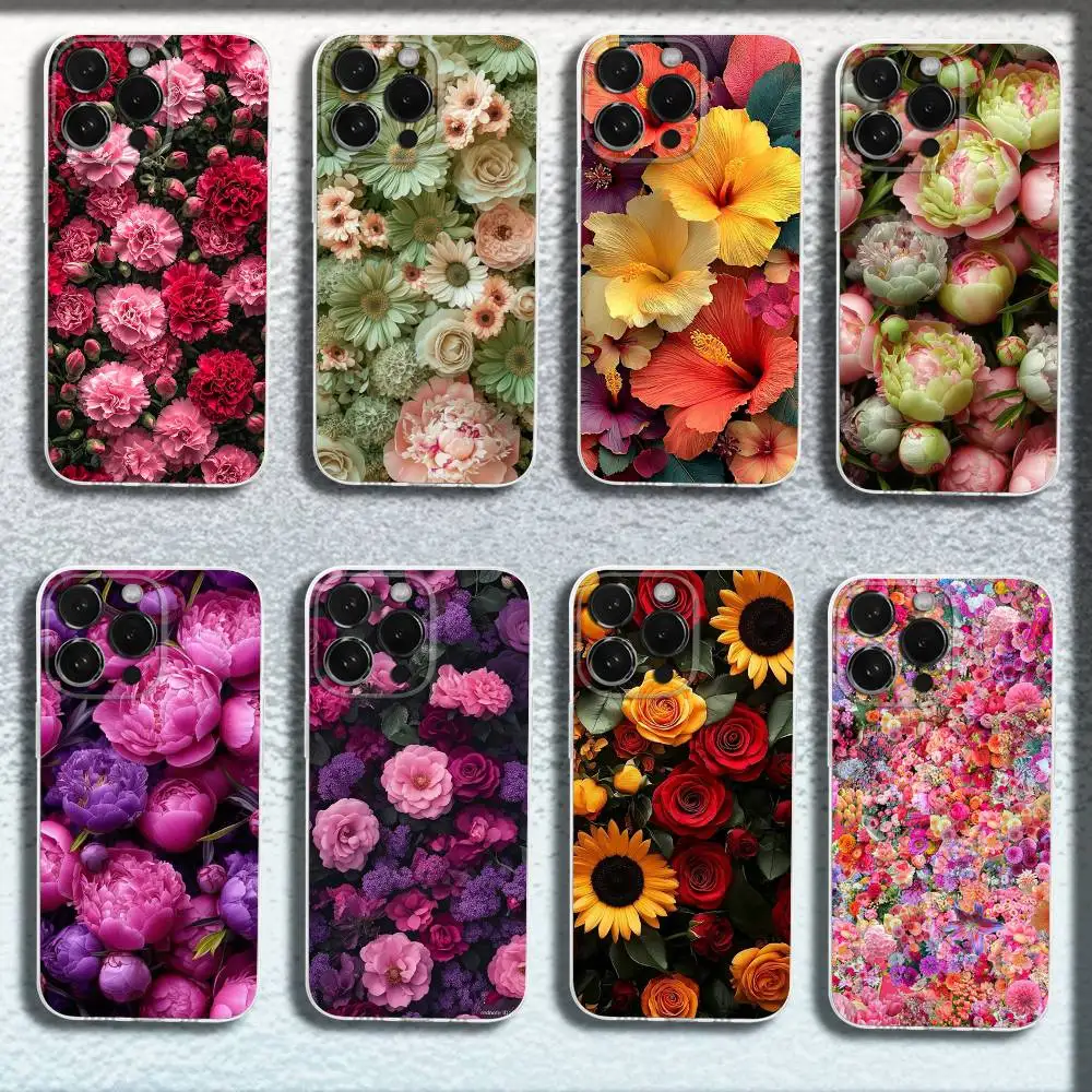 

Beautiful flower Phone Case For iPhone 16,15,14,13,12,11 Plus,Pro,Max,XR,XS,Plus,E,SE4,Mini Transparent Cover