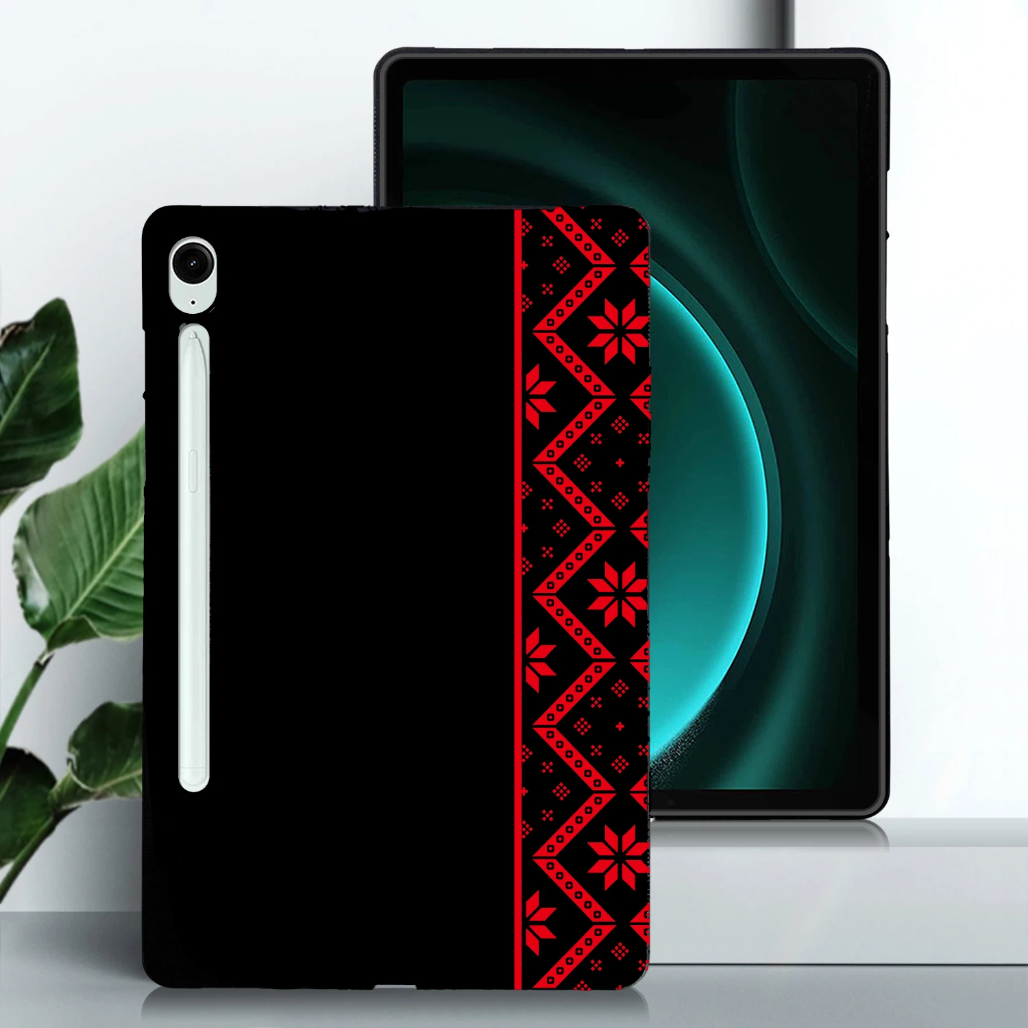For Samsung Galaxy Tab S10 FE  /  S10 Lite  /  S9  /  S9 FE Case Pattern Printing Soft TPU Tablet Cover - Red Ethnic Pattern