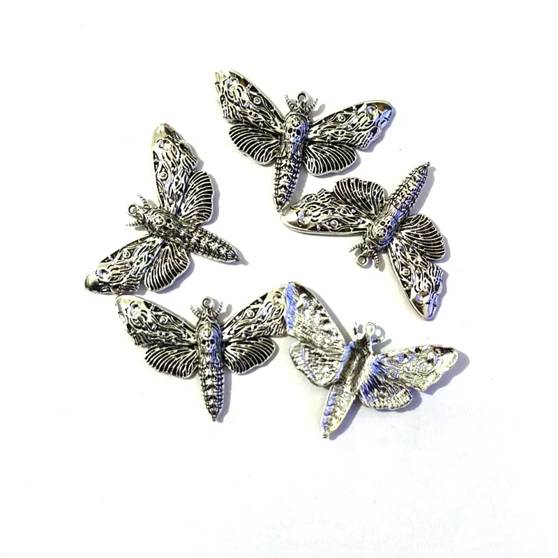 5 pcs 50mm*36mm ancient silver color new accessories Animal moth skull head moth pendant for DIY women man Accessories