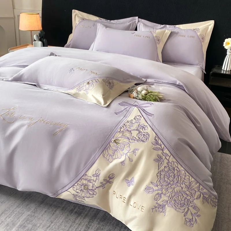 Pure Cotton Four-piece Set, Cotton Long-staple Cotton Kit, Embroidered Bedding, Bed Sheet Quilt Cover