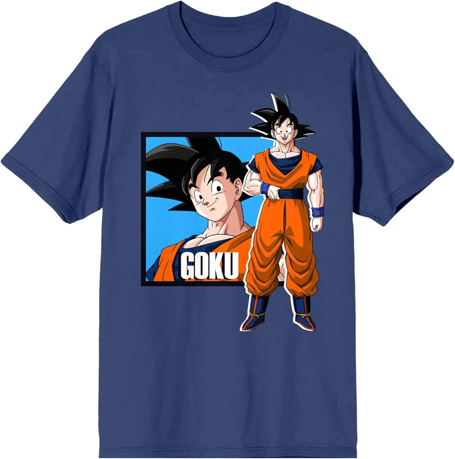 2026 Sommer Dragon Ball 100% Baumwolle Herren T-Shirt Oversized Klassischer Goku Orange Gi Marineblau Druck Oberteil, Unisex & Familien-Partnerlook