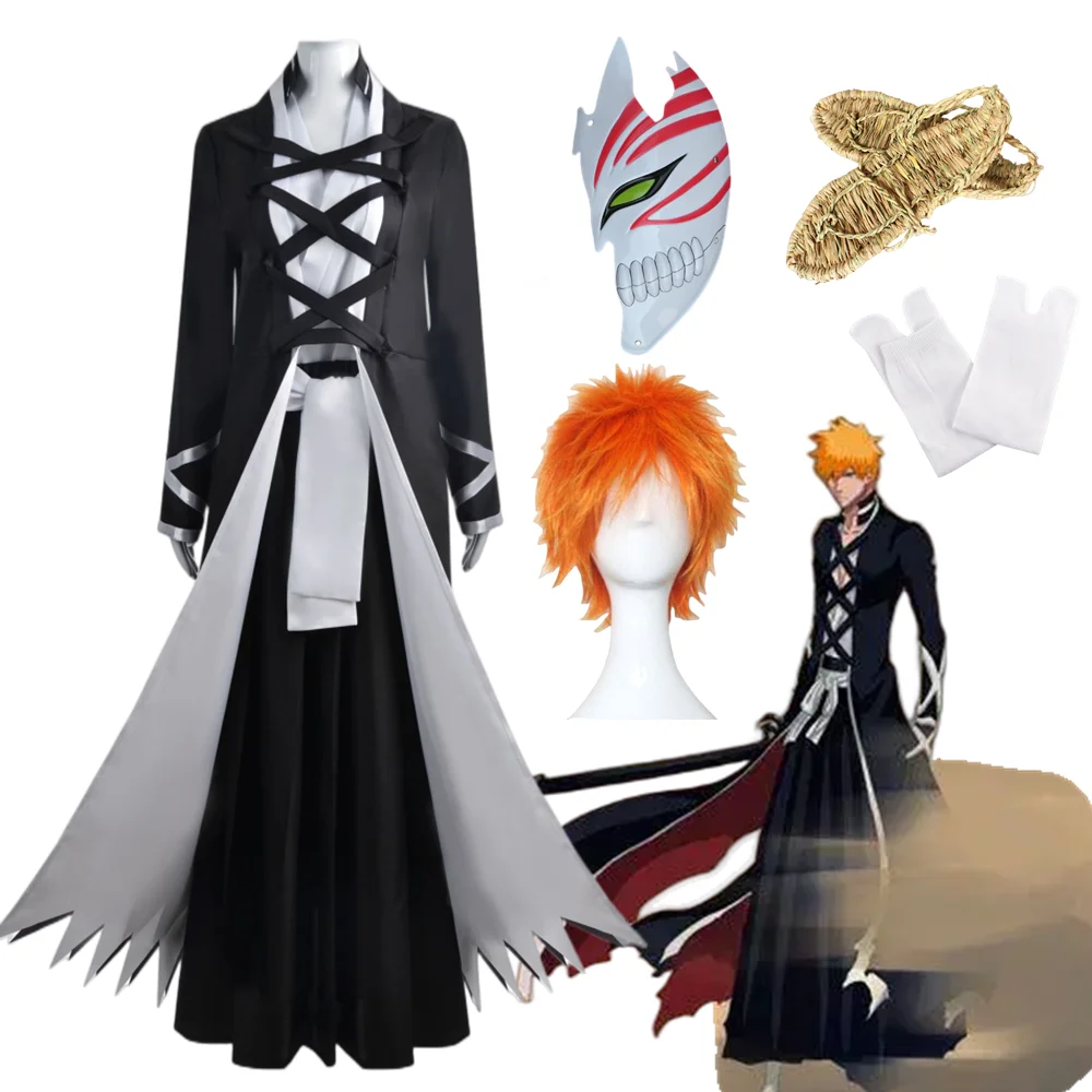 

Парик мужской черного цвета в стиле аниме отбеливающий костюм Kurosaki Ichigo, косплей, Боевая кровь на тысячи лет, наряд, Униформа, Хэллоуин