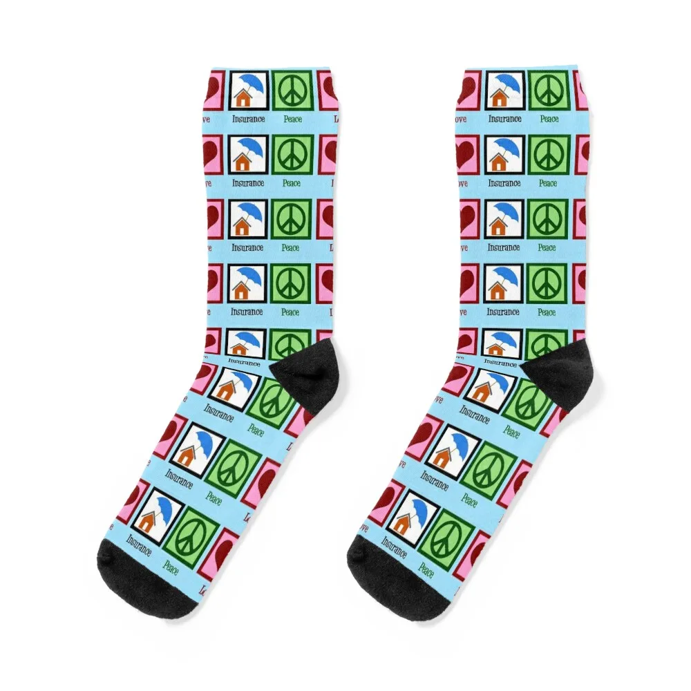 

Peace Love Insurance Company Socks Antiskid soccer japanese fashion tennis Man Socks Women's