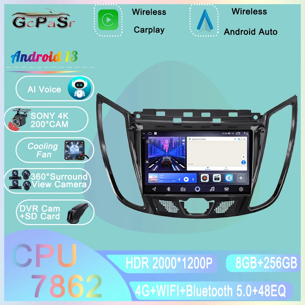 

Car Radio For Ford Kuga 2 Escape 3 2012-2019 Autoradio GPS Audio Multimedia Video Player Carplay 4G Navigation GPS No 2din DVD