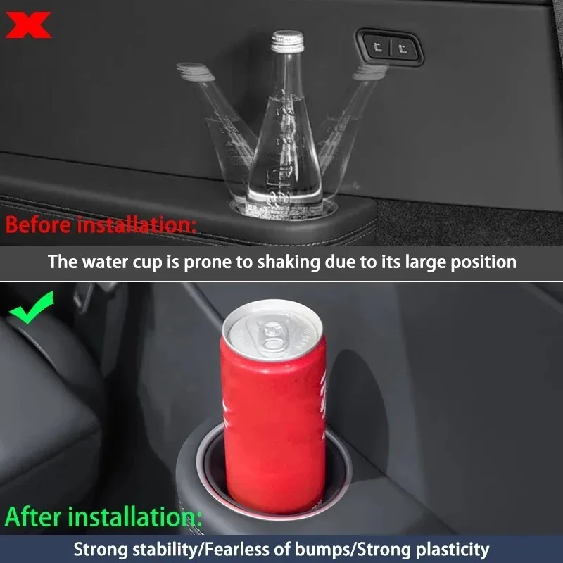 For Tesla New Model YL Launch 2026 2PCS 3rd Row Side Cup Holder Case Fits Silicone Bottle Pad Anti-scratch Interior Accessories