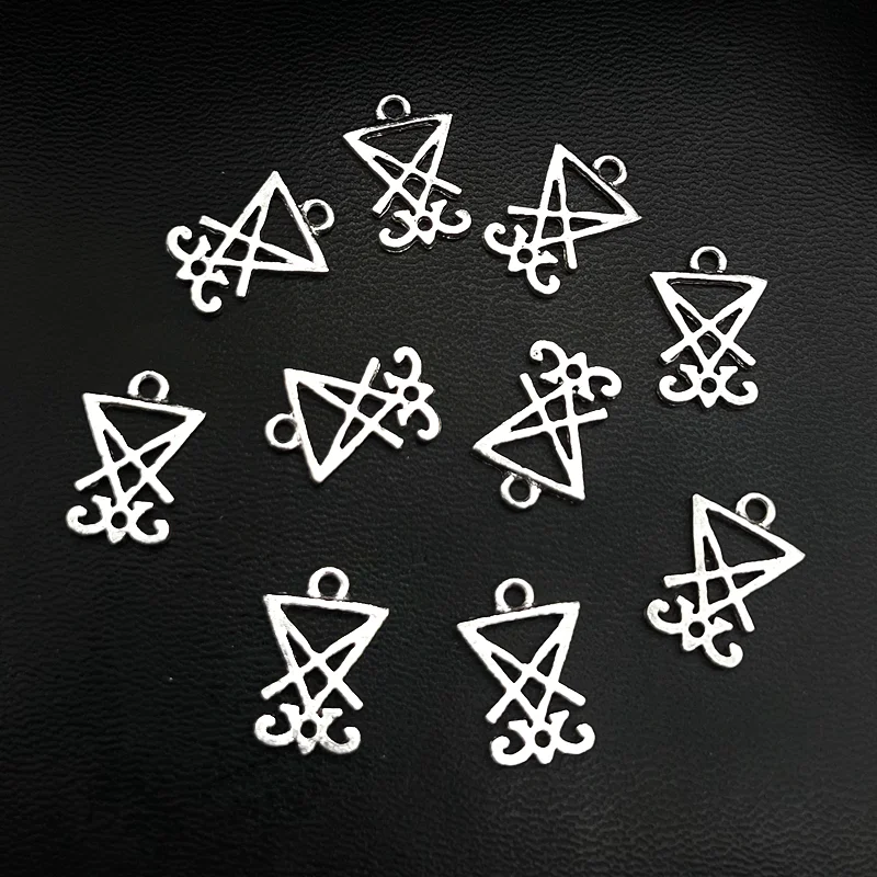 10pcs/lot Lucifer's Sigil Charm Seal of Satan Pendant Satanic Lucifer Symbol Charm Pendant 20*14mm