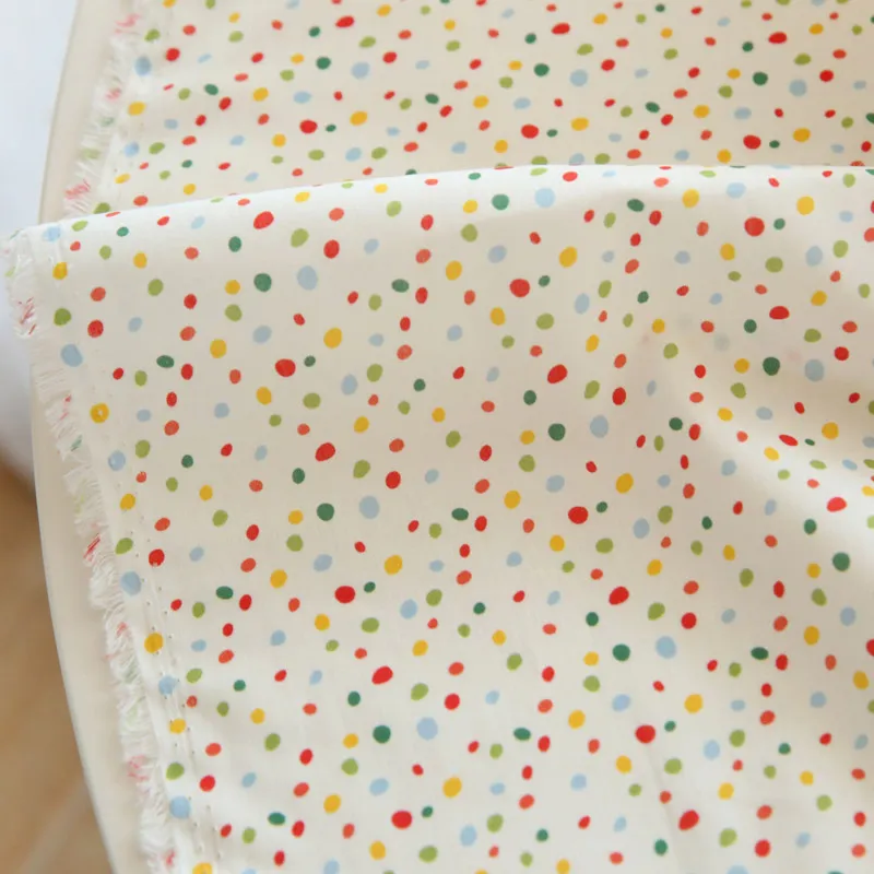140x50cm 100% Cotton Fabric with Color Dots Summer INS Style Pure Cotton Cloth for DIY Shirts Dresses Hair Accessories Hats