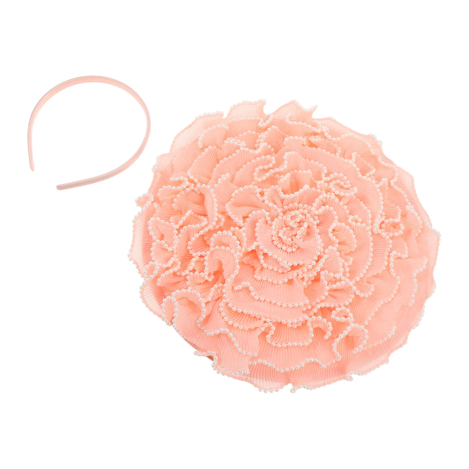 Large Flower Fascinator Hat for Women Pleated Wave Rim Floral Headpiece Wedding Bridal Tea Party Cocktail Church