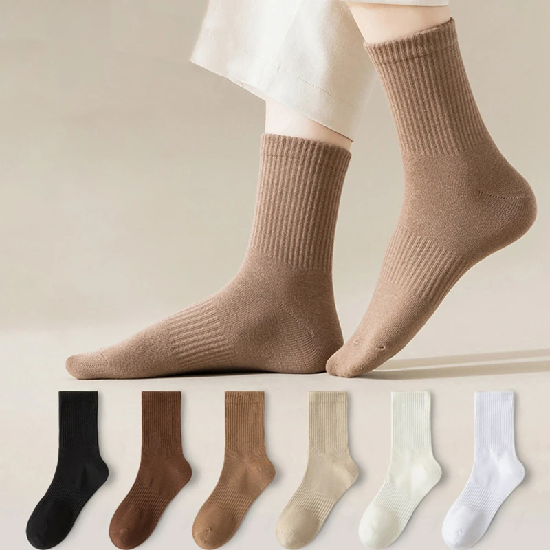 1/6Pairs Women Cotton Socks Long Socks Soft Breathable Spring Summer Colorful Sock For Man Winter Socks Daily Soft Socks