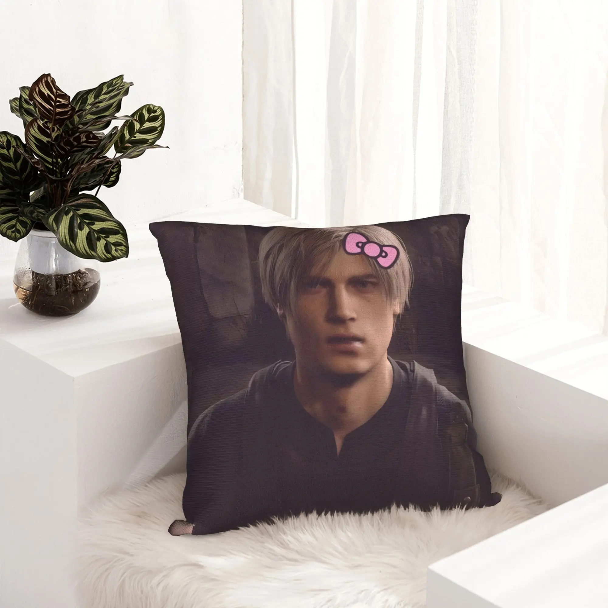 Cartoon Leon Kennedy Pillowcase Soft Polyester Cushion Cover Decorations  Throw Pillow Case Cover Home Zipper 40X40cm
