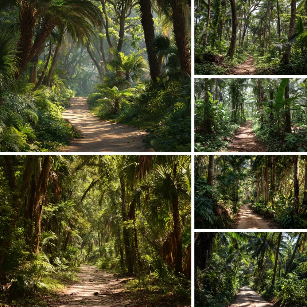 

Tropical Jungle Rainforest Adventure Background Natural Green Forest Palm Trees Photography Backdrop Banner Prop Supplies