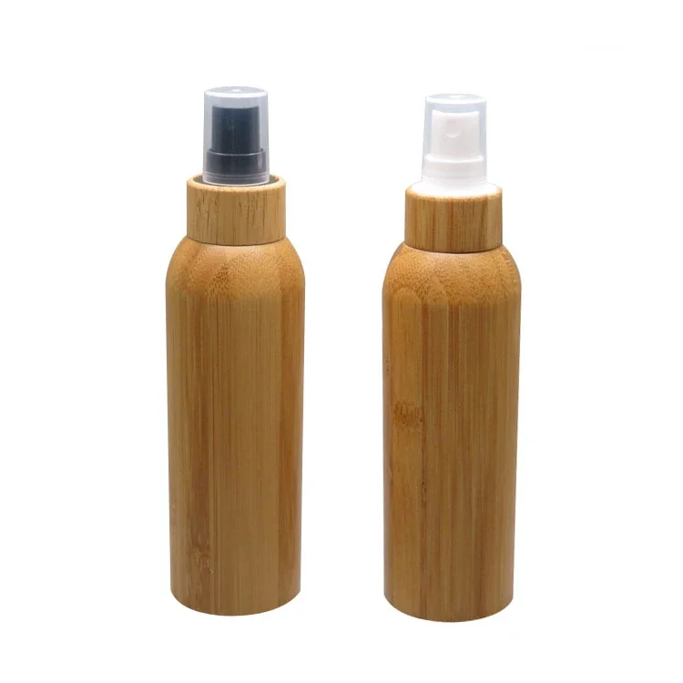 

eco friendly Bamboo Cosmetic container Emulsion spray pump empty cream bottle with Eco friendly wood bamboo cap lotionshampoolid