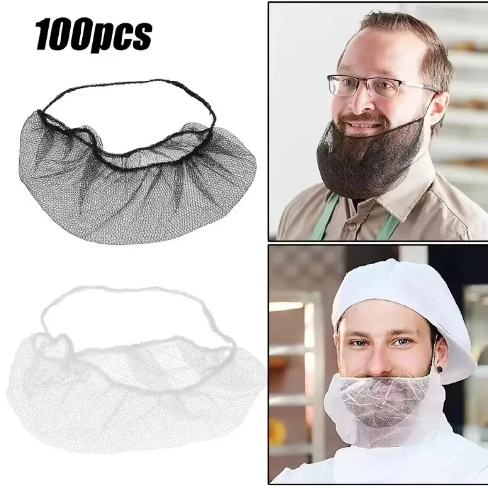 100 pièces de filets de protection jetables simples pour barbe, en nylon élastique respirant, protège-barbes, bandanas pour barbe, pour le coiffage du visage