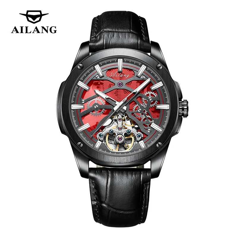 

AILANG Watches Men Fashion Skeleton Automatic Mechanical Wristwatch Luxury Top Brand Leather Strap Tourbillon Watch Montre Homme