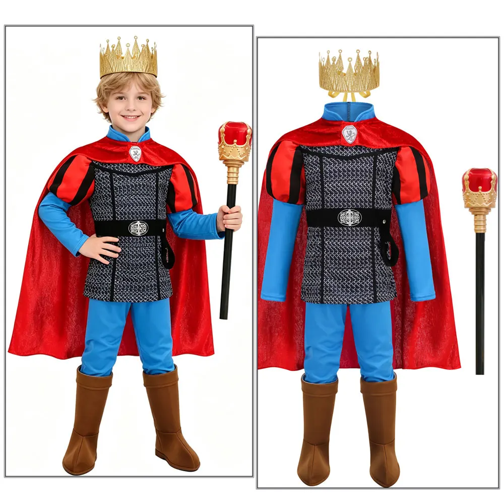 

Kids Phillip Halloween Cosplay Medieval Knight Party Outfits Carnival Sleeping Beauty Phillip Prince Costumes Cape for Baby Boys