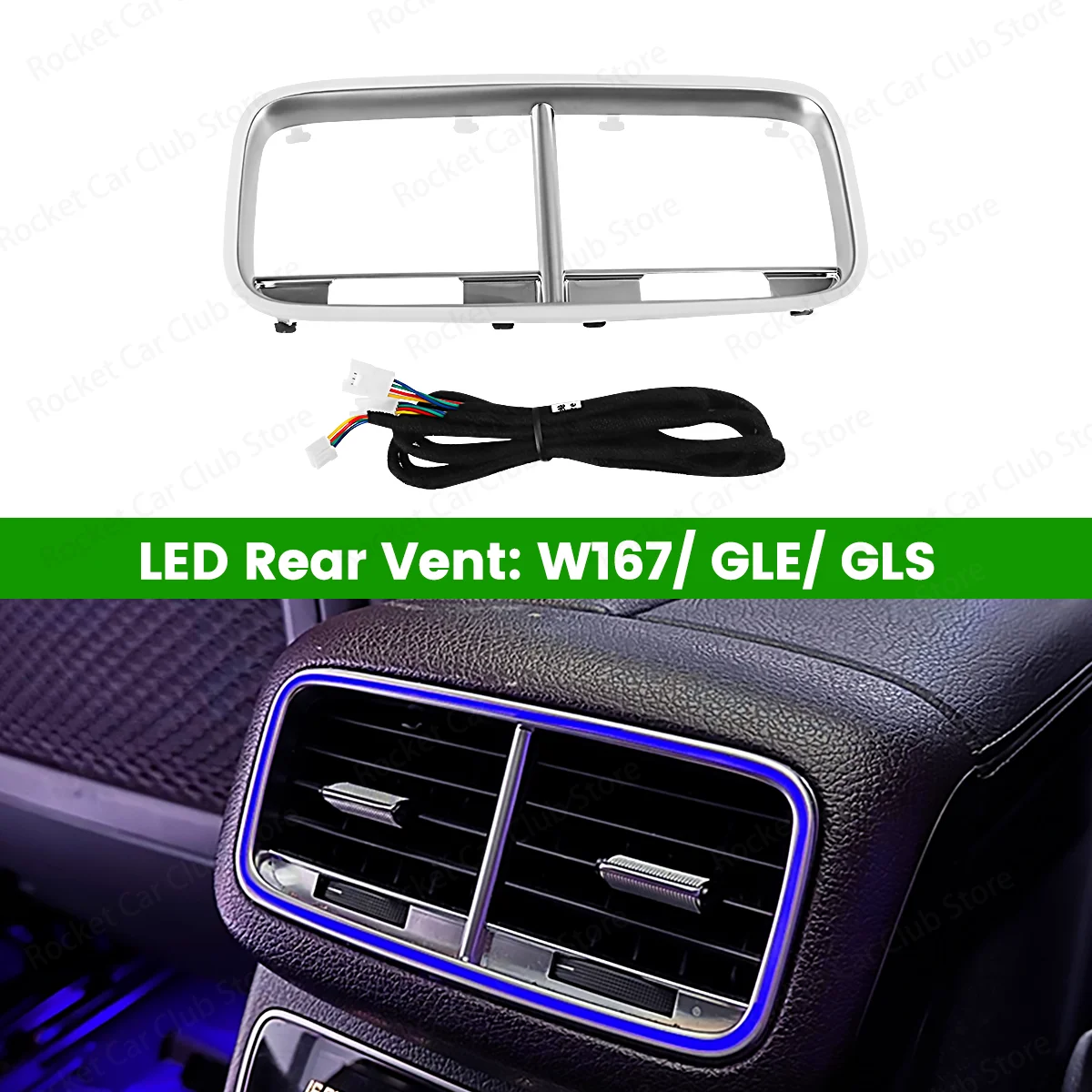 

For Mercedes Benz GLE GLS W167 GLE53 GLS63 Coupe Modification Lighting Decorative Lamp 64 Colors Ambient Light Rear Air Vents