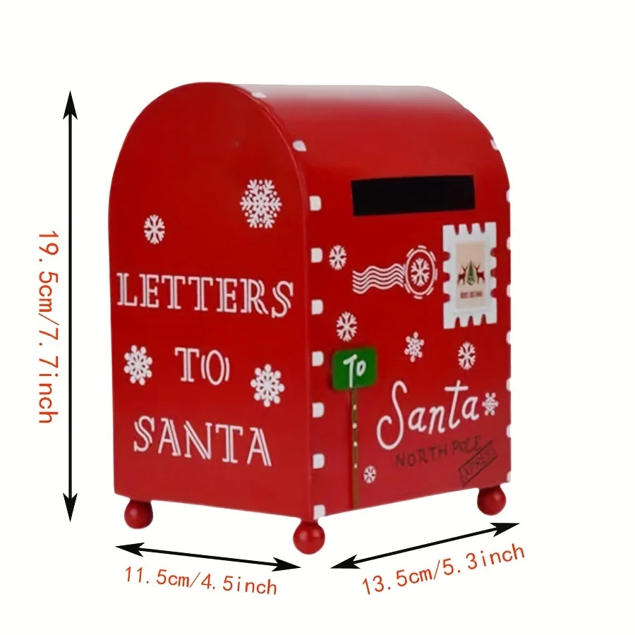 Letters To Santa Mailbox, Christmas Decorative Metal Letter Box, Mini Santa Mail Box for Collecting Wish Letters, Indoor Outdoor
