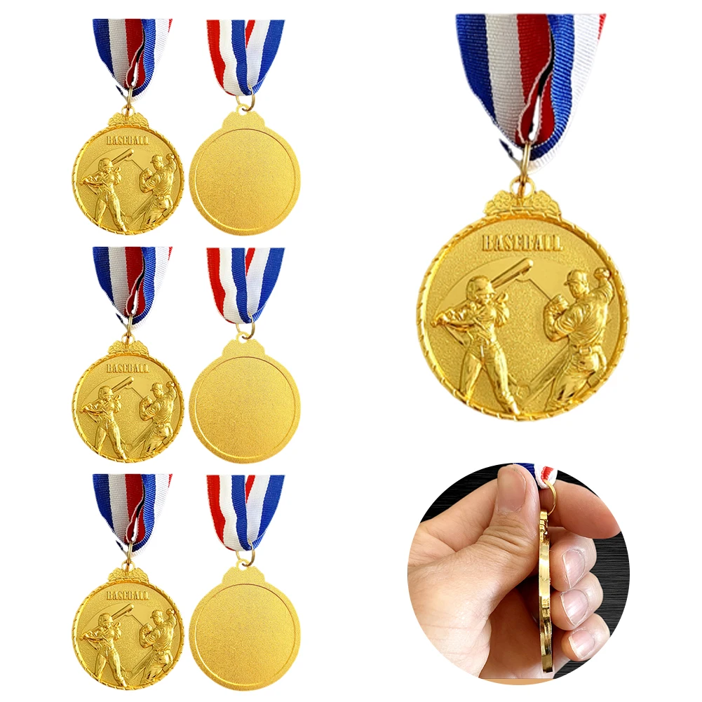 10Pcs Baseball Medals Award Medals 5cm Metal Winner Medals with Neck Ribbon Competition Prize Medals for Baseball Race