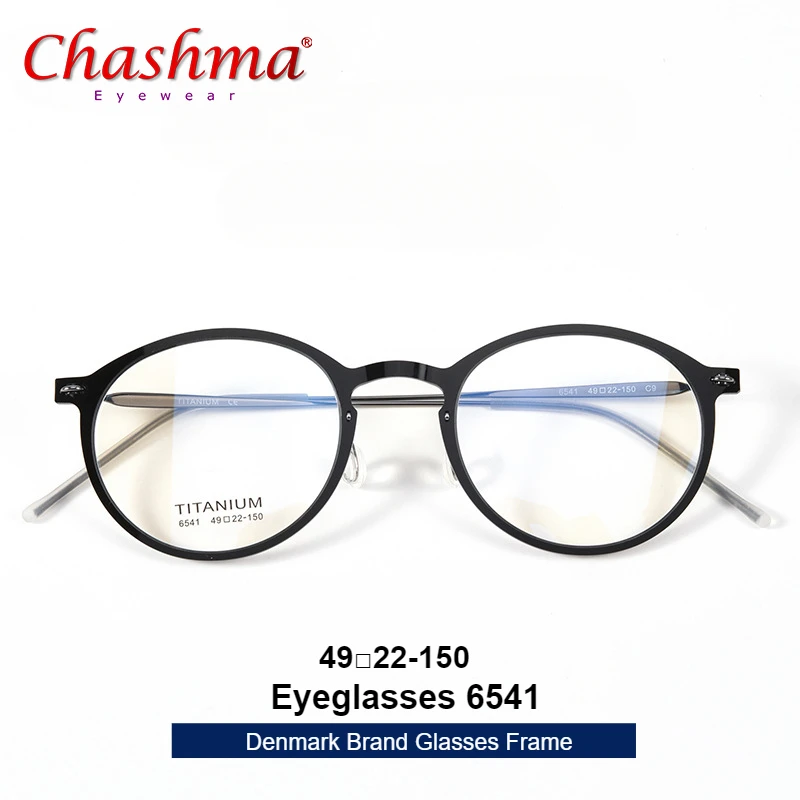 

Denmark Brand Retro Round Glasses Frame Men Screwless Ultralight Eyewear Myopia Prescription Optical Titanium Eyeglasses 6541