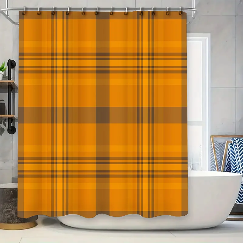 

Red Plaid Shower Curtain Waterproof Bath Decor Modern Checkered Print for Bathtub or Kitchen Size72x84 inches (180cm x 213cm)