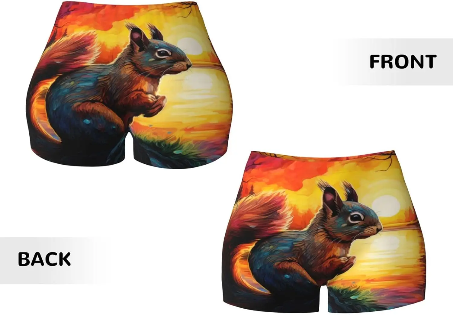 Sunset Squirrel Pantaloncini da allenamento con stampa a vita alta da donna Pantaloncini da yoga elasticizzati per lo sport Atletico Corsa Escursionismo Biker Yoga Palestra