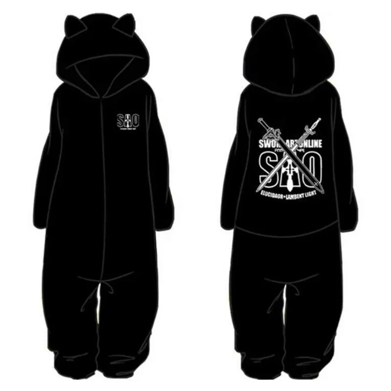 Anime Sword Art Online pajamas flannel jumpsuits kirijaya Kazuto cosplay costume sleepwear suit