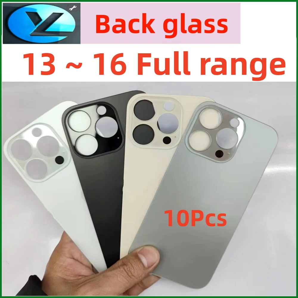 

10 шт. задняя крышка для iPhone16 13 14 15 16 Pro Max, чехол с большим отверстием для камеры, сменная задняя крышка батарейного отсека, стеклянная крышка 16 Plus, заднее стекло
