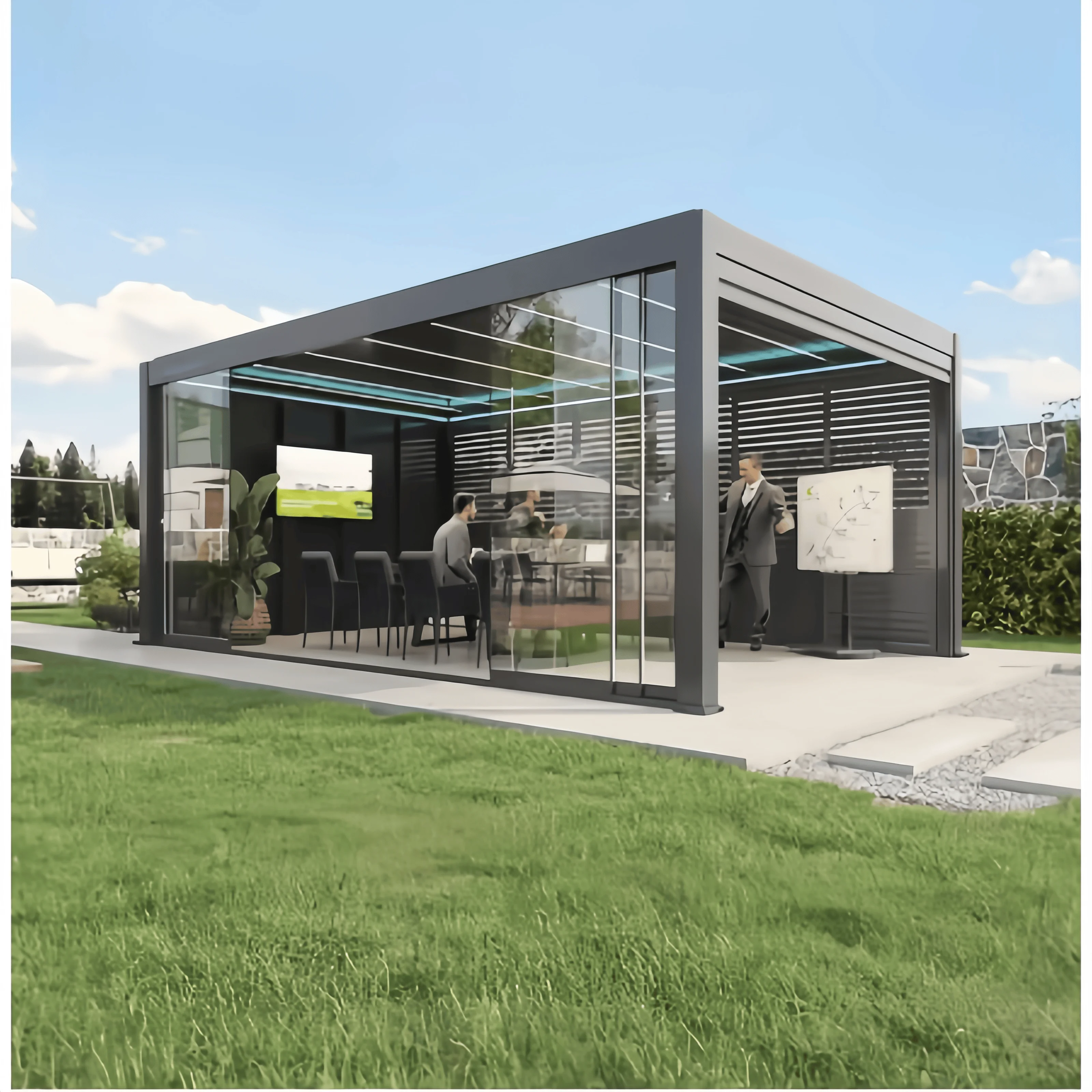 Motorized Bioclimatic Aluminum Pergola Electric Louvered Shutter Canopy Gazebo Factory For Outdoor Patio Garden Yard Deck Use